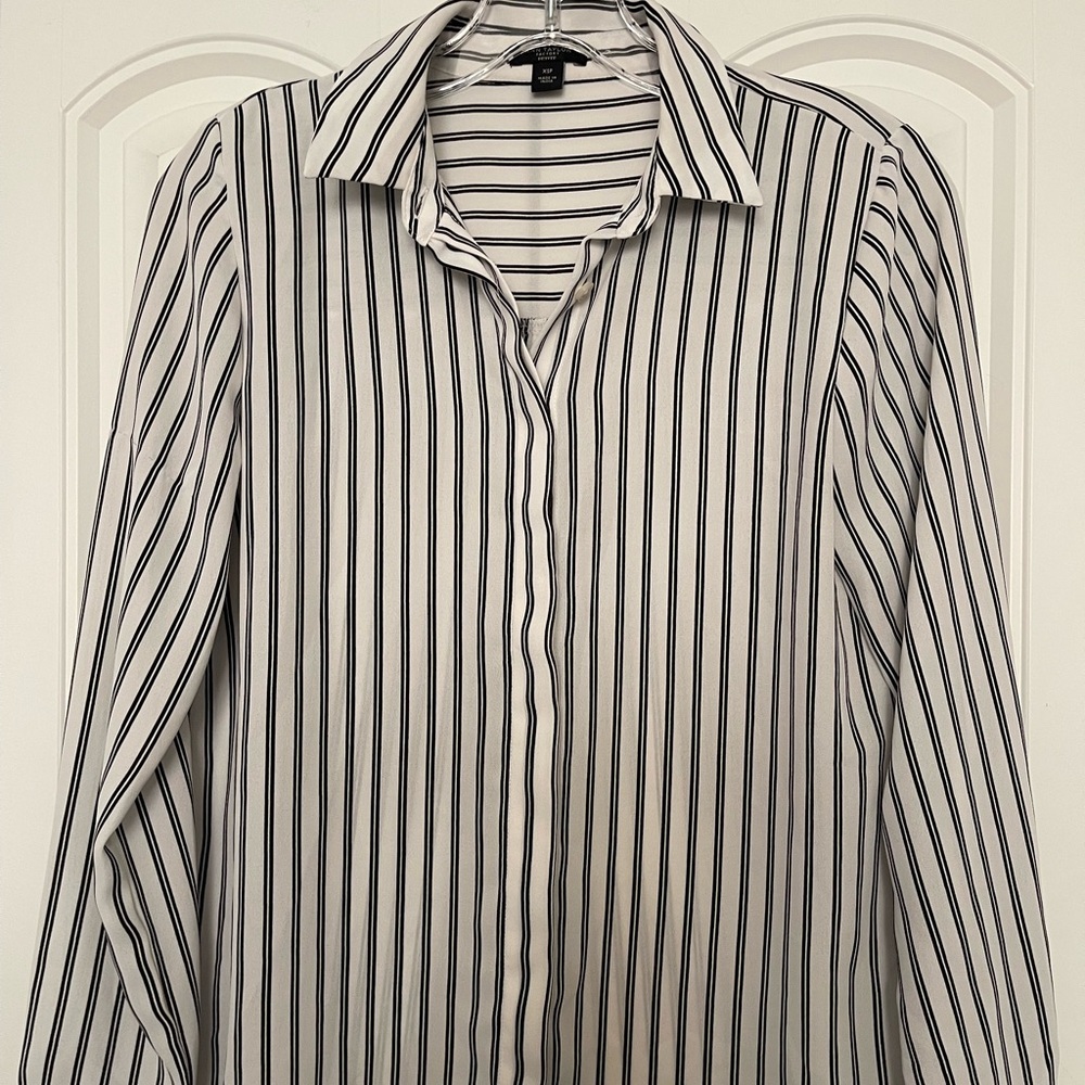 Ann Taylor Black and White Striped Blouse